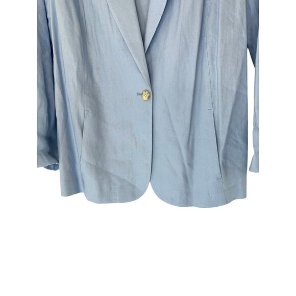 J.‎ Jill Love Linen Blue Relaxed Langenlook Coastal Grandma Linen Blazer Medium - Picture 7 of 13